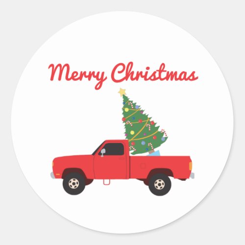 Pickup Truck Christmas Tree Classic Round Sticker