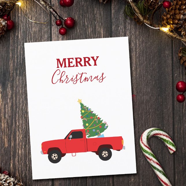 Pickup Truck Christmas Tree Holiday Postcard (Creator Uploaded)