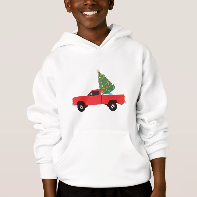 Pickup Truck Christmas Tree Hoodie (Front)