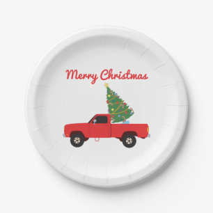 Pickup Truck Christmas Tree Paper Plates