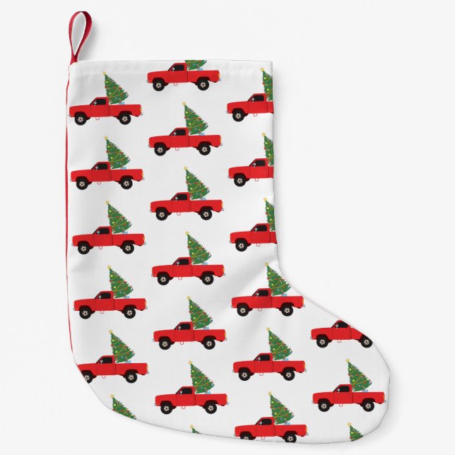 Pickup Truck Christmas Tree Small Christmas Stocking (Front)