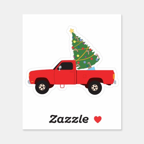 Pickup Truck Christmas Tree Sticker