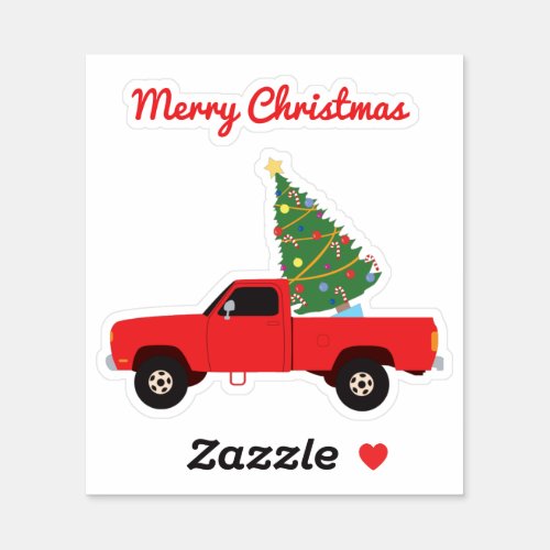 Pickup Truck Christmas Tree Sticker