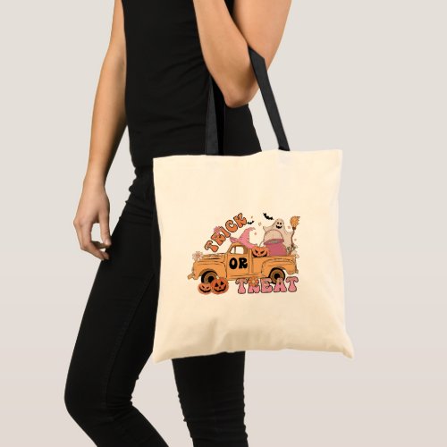 Pickup Truck Ghost Witches Hat Trick or Treat Tote Bag