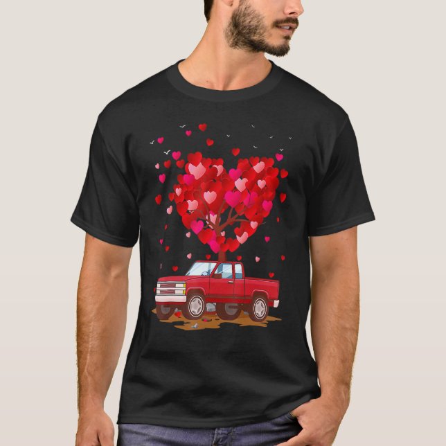 Pickup Truck  Hearts Shape Valentines Day Loads Of T-Shirt (Front)