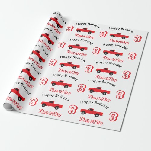 Pickup Truck Transportation Trucks Name  Age Wrapping Paper