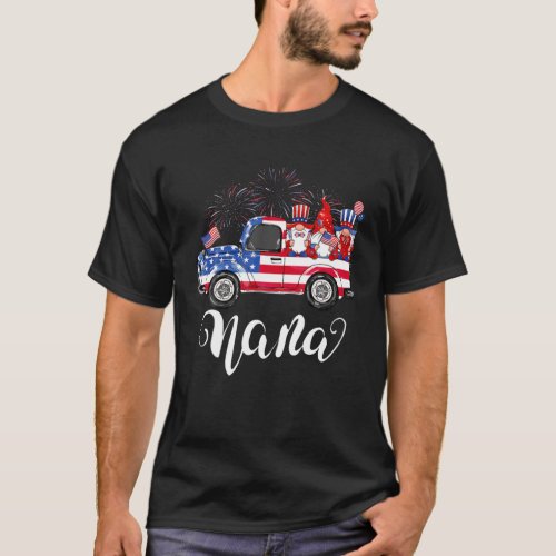 Pickup Truck Uncle Sam Gnomes American Flag USA 4T T_Shirt