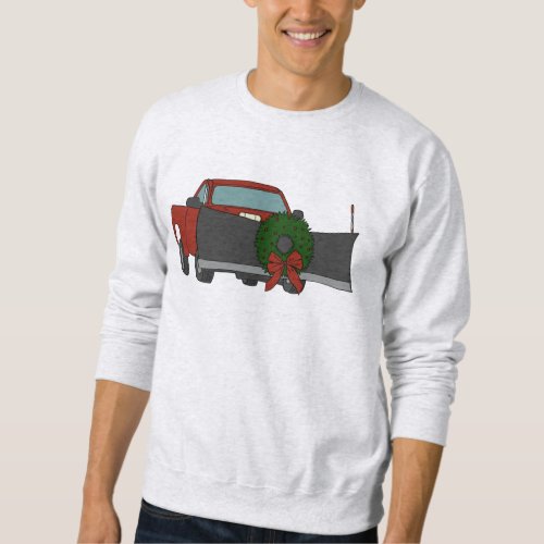 Pickup Truck with Snowplow and Christmas Wreath Sweatshirt