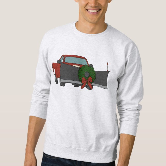 Pickup Truck with Snowplow and Christmas Wreath Sweatshirt (Front)