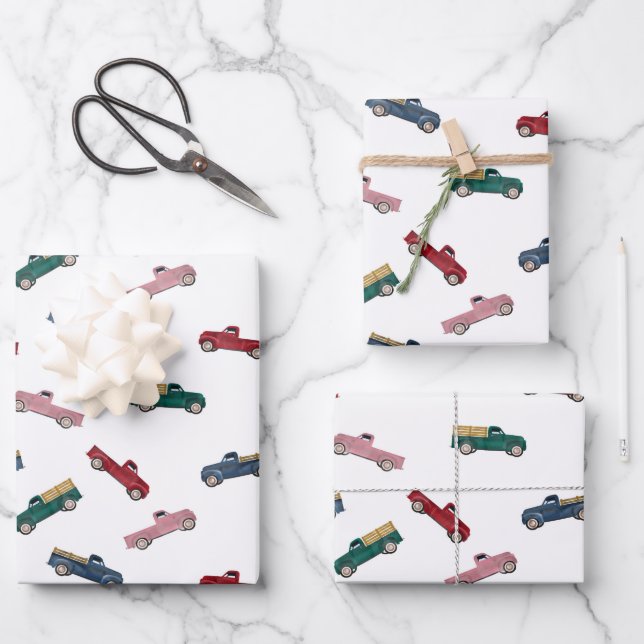 Pickup Trucks Cute Vehicles Car Transportation  Wrapping Paper Sheets (Front)