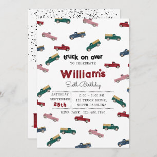 Pickup Trucks Cute Vehicles Kids Birthday Party In Invitation