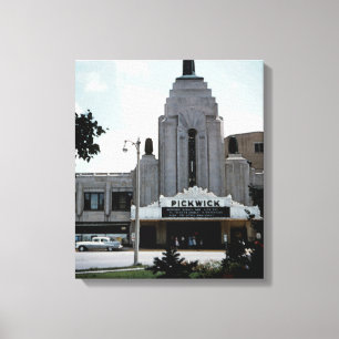 Pickwick Movie Theatre Park Ridge Watercolor Art Canvas Print