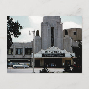 Pickwick Movie Theatre Park Ridge Watercolor Art Postcard