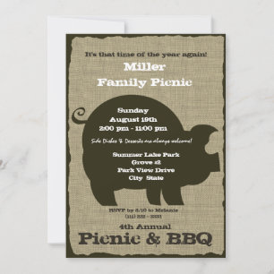Picnic and BBQ Brown Hog Invitation