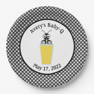 Picnic Ant Lemonade Black Gingham  Paper Plates