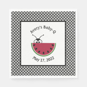 Picnic Ant Watermelon Black Gingham Napkins