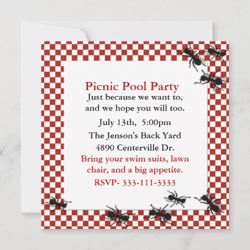 Picnic Ants Party Invitation
