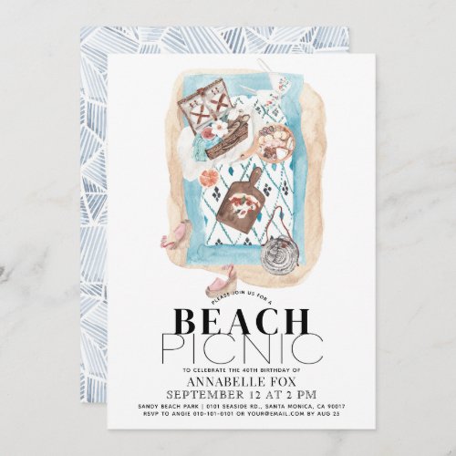 Picnic at the Beach Adult Birthday Invitation