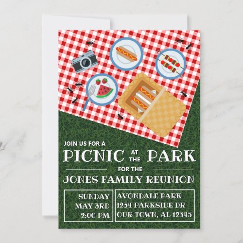 PICNIC at the PARK Family Reunion Invitation