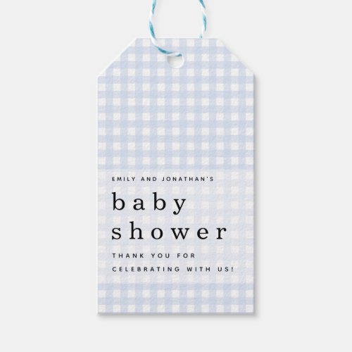 Picnic Baby Shower Names Blue Gingham Favor Gift Tags