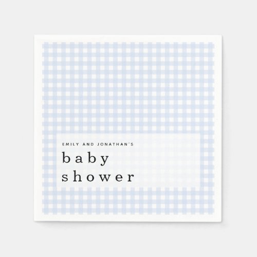 Picnic Baby Shower Names Blue Gingham Napkins