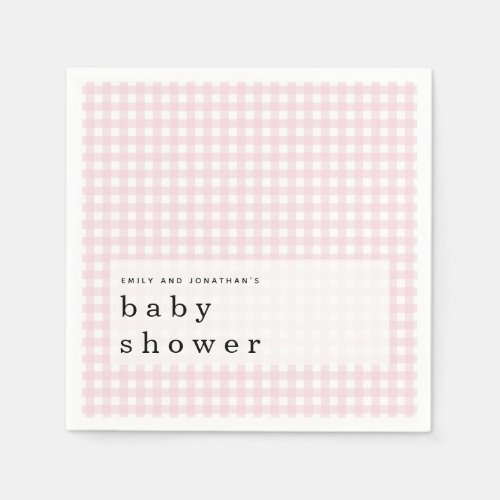 Picnic Baby Shower Names Pink Gingham Napkins