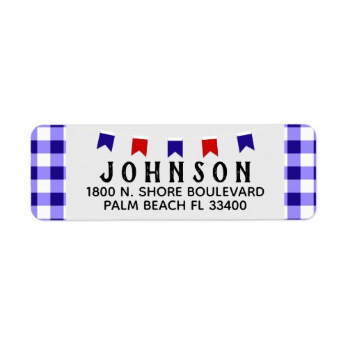 Picnic  Banner  Blue Checkered Tablecloth Summer Label
