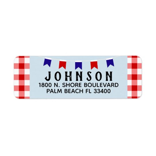 Picnic  Banner  Red White Blue Summer BBQ Party Label