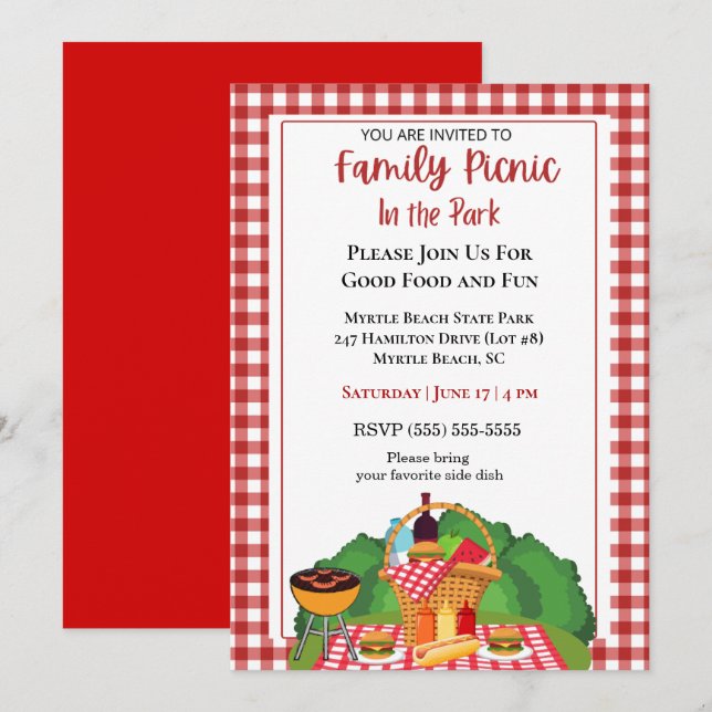 Picnic Barbecue Cookout Grilling Invitation (Front/Back)