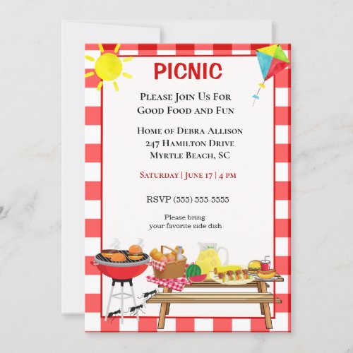 Picnic Barbecue Cookout Grilling Invitation