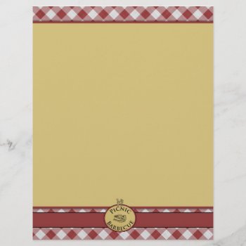 Picnic Barbecue Red Checkered Letterhead by FamilyTreed at Zazzle