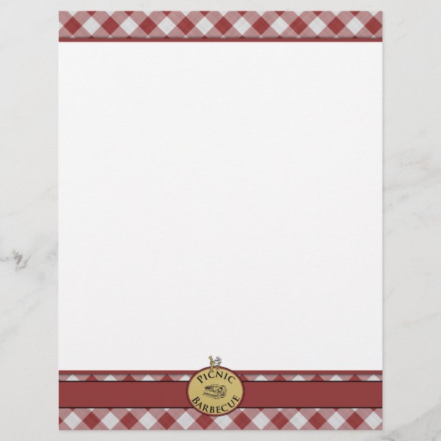 Picnic Barbecue Red Checkered Letterhead (Front)