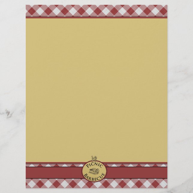 Picnic Barbecue Red Checkered Letterhead (Front)