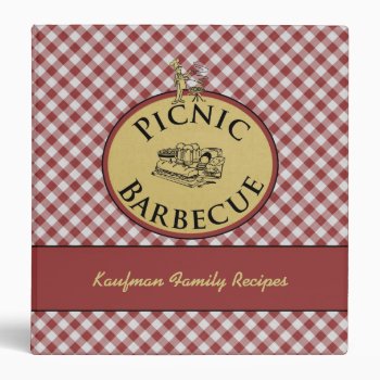 Picnic Barbeque Custom Red & White Recipe Binder by FamilyTreed at Zazzle