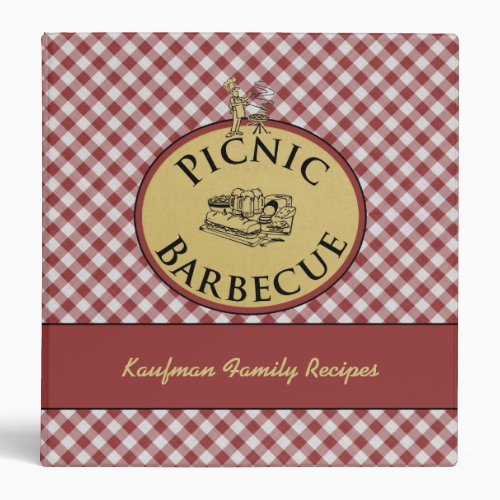 Picnic Barbeque Custom Red  White Recipe Binder