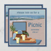 Picnic Basket Invitations in Blue