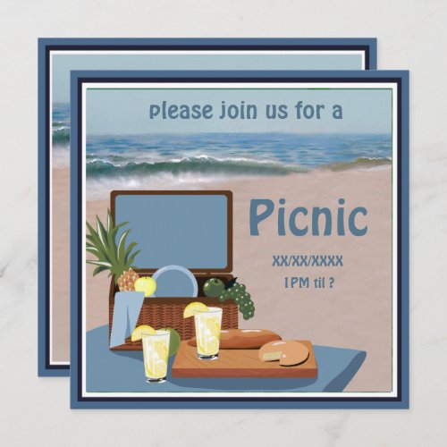 Picnic Basket  Beach Invitation