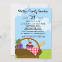 Picnic Basket Invitations in Blue