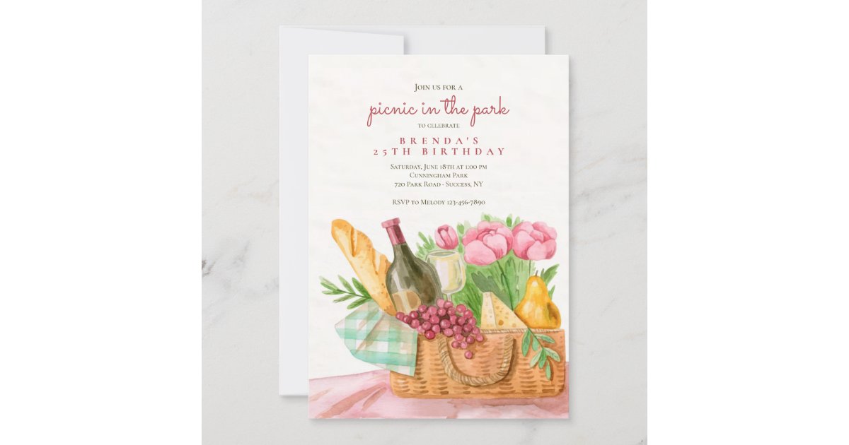 Picnic Basket Invitations in Blue