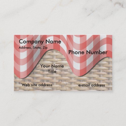 Picnic Basket Red Check Pattern Business Card