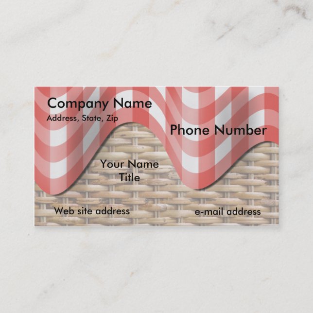 Picnic Basket Red Check Pattern Business Card (Front)