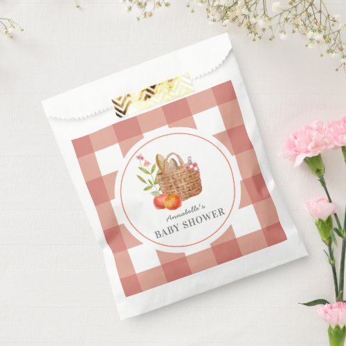 Picnic Basket Red Gingham Baby Shower Favor Bag