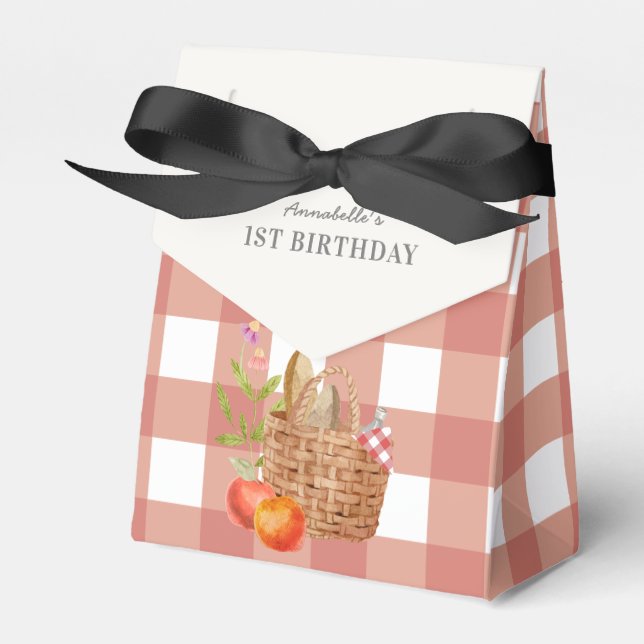 Picnic Basket Red Gingham Birthday Favor Box (Front Side)