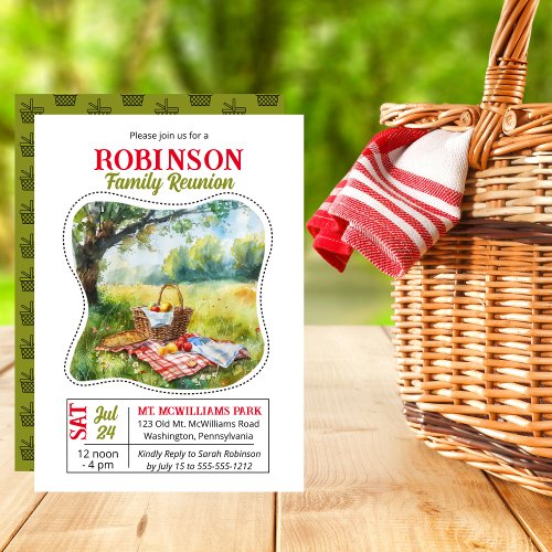 Picnic Basket Scene Family Reunion Celebration Invitation