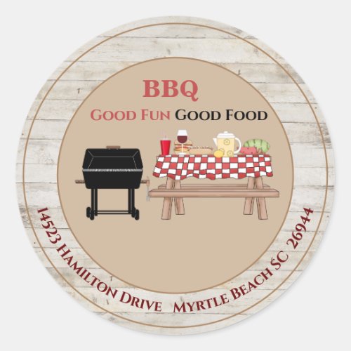 Picnic BBQ Grill Address Sticker