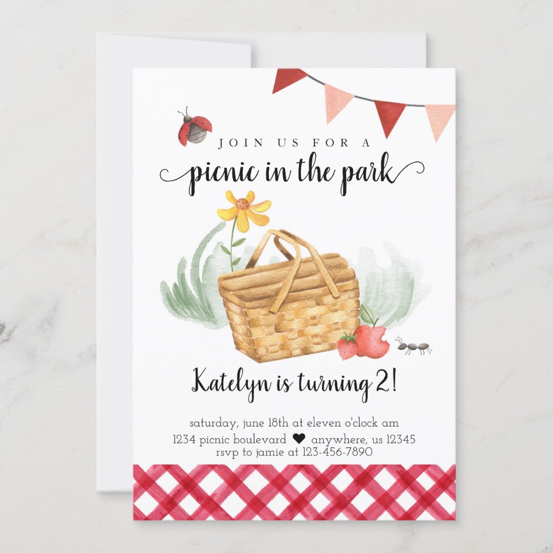 Picnic Birthday Invitation for Girl | Zazzle