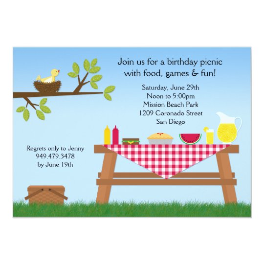 picnic birthday party invitation zazzle com