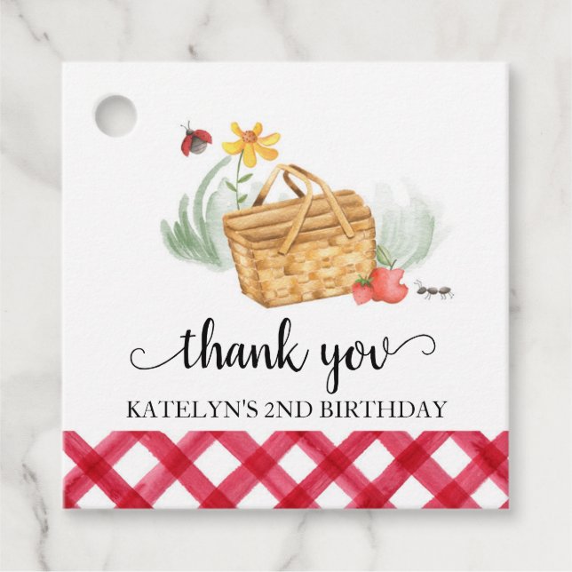 Picnic Birthday Thank You Tag (Front)