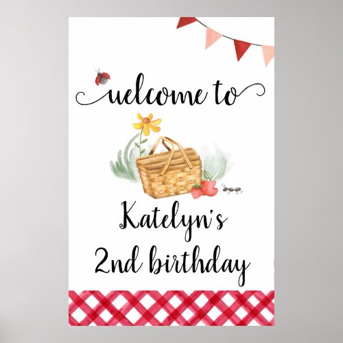 Picnic Birthday Welcome Sign