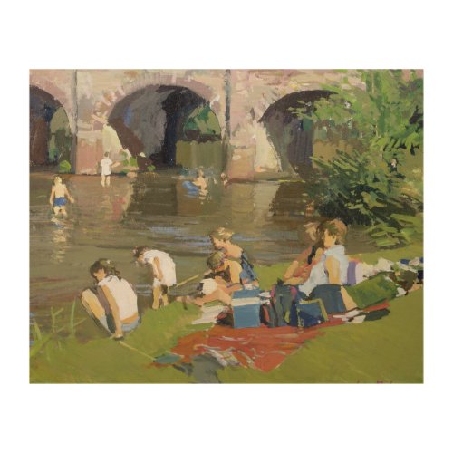 Picnic by the River Withypool Wood Wall Art